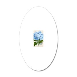 CafePress Blue Hydrangea Flowers 20"x12" Oval Wall Decal, Vinyl Wall Peel, Reusable Cling