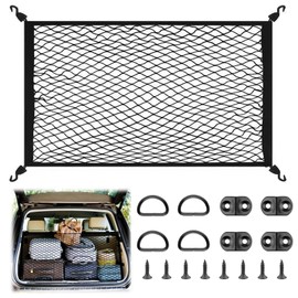 Gepäcknetz Auto Kofferraumnetz Gepäcknetz Wohnmobil Elastisches 80X60 cm Aufbewahrung Trennnetz Kofferraum Organizer Hundenetz Erweiterbar auf 160x120 cm für die Meisten Autos，mit Behoben D-Ringe