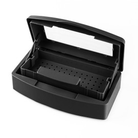 Nail Tool Sterilizers Plastic Nail Art Tray,Clean Box Storage Organizer for Nail,Tweezers, Cutter Manicure Equipment-Nail Art Tool (black)