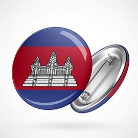 Hellweg Druckerei Button Badge Cambodia Cambodia Flag Asia Flag Badge Gift Idea Badge Pin, Metal