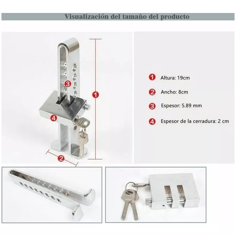 Fnbrli Bloqueador Traba Pedal Auto Antirrobo Seguridad + Candado