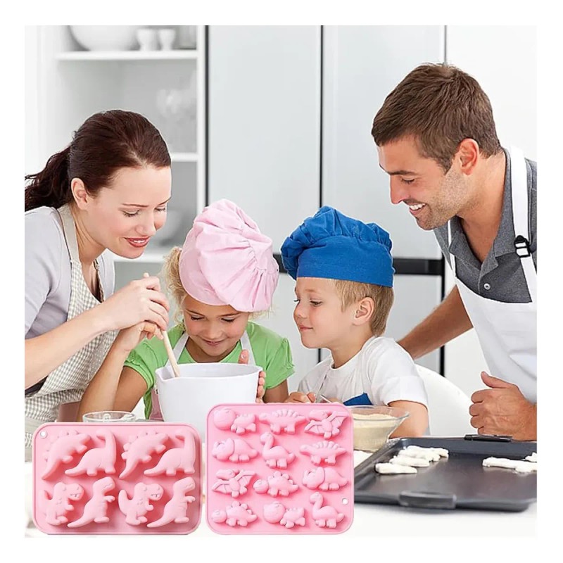 2 Piezas Moldes Silicón Dinosaurio 20 Cavidades Vela Dulces