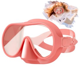Tyuodna Adult Snorkel Set, Diving Goggles with Snorkel, Oversized Lens, 180° Wide Angle Anti-Fog Snorkeling Set, Macaron Colours Diving Goggles for Snorkelling, Diving (Pink)