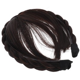 Healvian Headband Wig Bangs Brown Synthetic Wigs Front Hair Extensions Stylish Headband for Women Comfortable and Versatile