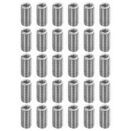 sourcing map 30Pcs Threaded Insert, Stainless Steel M3-0.5 Female to M5-0.8 Male Repair Nut 10mm Long Thread Adapters Sleeve Reducing Nut Thread Repair Screw for Hardwoods Softwoods