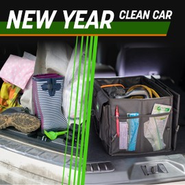 DRIVE - Car Trunk Organizer - Collapsible, Multi-Compartment Automotive SUV Car Organizer for Storage w/Adjustable Straps - Truck & Car Accessories for Women and Men - Tan