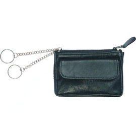 Alassio Schlüsseletui aus feinem Nappaleder, mit 2 Schlüsselringen an Ketten und Vorfach Key Case, 12 cm, Black (Schwarz)