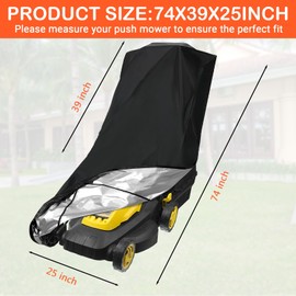 Skyrun Push Lawn Mower Cover, 420D Polyester Oxford Cloth, Lawn Mower Cover for Outdoor Waterproof, Heavy Duty Mower Covers, Universal Protective Cover (Black)