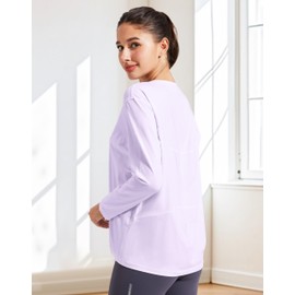 Pioneer Camp Women's Running Exercise Shirts, Bamboo Viscose Long Sleeve Boat Neck, Lavender, M