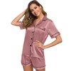 SWOMOG Satin Pjs for Womens Silk Pyjamas Set Button Down