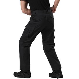 MERJAZ Stretch Work Pants for Men Ripstop Utility Cargo Pants Water Resistant Tactical Pants with Multi Pockets No Belt Black 34