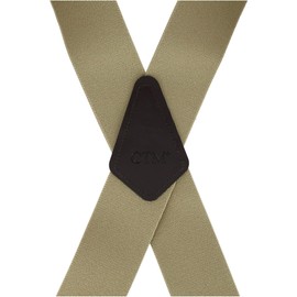 CTM Men's Big & Tall Elastic Side Clip Metal Swivel Hook Trucker Suspenders, Khaki
