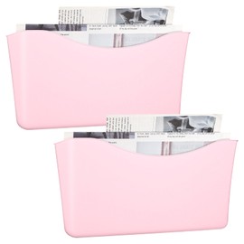 Newtay 2 Pack Pink Single Pocket File Holder Pocket Plastic Hanging Wall File Set Wall Mount Mails Magazines Organizer for Office and Home