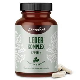 Leber Komplex Kapseln (120 Kapseln) | mit Cholin, Zink, Silymarin und Mariendistel-, Artischocken- und Desmodium-Extrakt | für 120 Tage | vom Achterhof