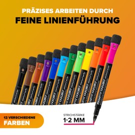 JAWA Whiteboard Markers - Pack of 12 Whiteboard Pens Wipe Clean - Magnetic Board Pens with Sponge - Premium White Board Marker Pens - Practical Whiteboard Markers in Various Colours