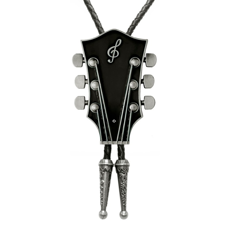 Moranse Bolo Tie With Guitar Music Lover Design Cowboy and