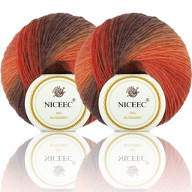 2 Skeins Rainbow Soft Yarn 100% Wool Gradient Multi Color Yarn for Crocheting Knit Total Length 180m×2(196yds×2,50g×2)-3