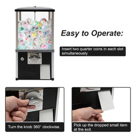 25 Cents Coin Operated Vending Machine, Gumball Machine for Kids, Toy Capsule Vending Machine, Candy Machine Dispenser, Hold 200 Capsule, Coin Operated Gumball Bank, Black