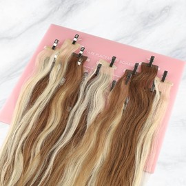 GlamorDove Hair Extension Hanger Carrier Tape in Placement Board Pink Color Hair Display Holder Rack with Clips hairpin Hair Styling Tool for Tape in Hair Extensions