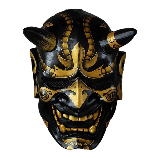 GK-O Halloween Japanese Hannya Mask Devil Demon Oni Samurai Prajna Prop Latex Cosplay (Golden)