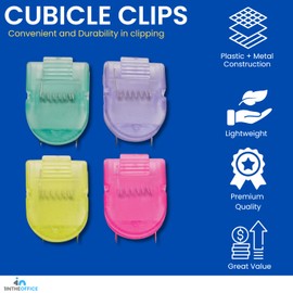 1InTheOffice Cubicle Clips, Assorted Colors Cubicle Clips for Fabric Walls, 15 Pack