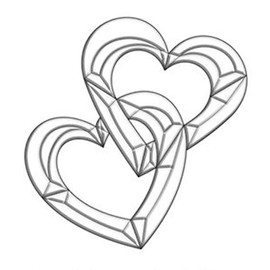 8-1/2" x 8-3/4" Exquisite Clear Glass Hearts Bevel Cluster EC254