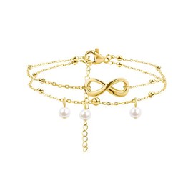 Caiguoer Boho Layered Adjustable Ankle Rhinestone Ankle Bracelet Beach Summer Foot Jewellery Chain for Women and Girls (A)