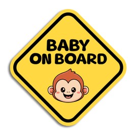USA Baby on Board Signs for Car, 6.5 x 6.5 inches Baby Monkey, Waterproof and UV-Resistant Baby on Board Sticker, Durable Baby Sign for Safety Awareness, Easy to Apply for Window or BumperSticker 3