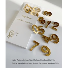 HopeWan Mailbox Numbers Gold, 2 Inch Address Sign Number Stickers for House Doors, Hotel Apartment Office Room, Business Decorate Project, Pack of 2 Sets.