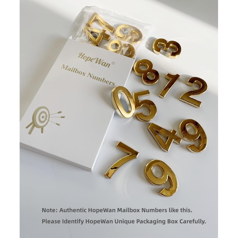 HopeWan Mailbox Numbers Gold, 2 Inch Address Sign Number Stickers