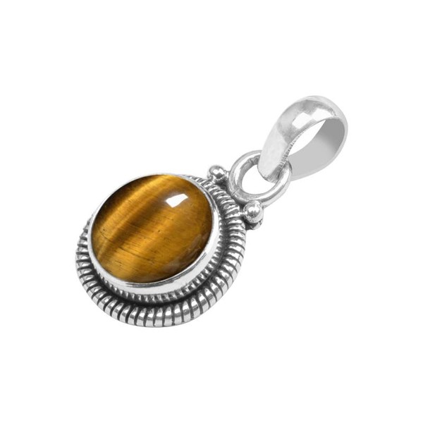 Tiger Eye Stone 925 Sterling Silver Pendant Necklace For Women