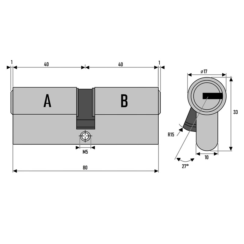 LÖWEN 70 mm 2x Cylinder Lock 35/35 Double Cylinder Simultaneous
