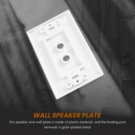 Peakloong 2 Pack Single Gang 1.0 Speaker Wire Wall Plate (Banana Plug Wall Plate) for 1.0 Speaker, White