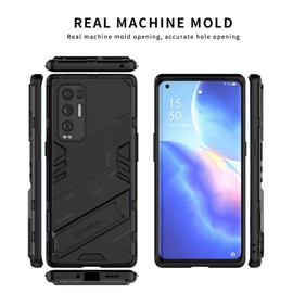 LEYAN Case for Oppo Find X3 Neo (6.55 Inches), Shockproof Protective Case with Multi-Angle Kickstand Stand, PC/TPU Bumper Armor Protection Case, Black