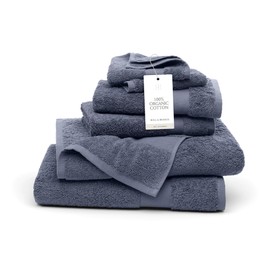 BOLL & BRANCH Plush Bath Towel Set - Mineral - 6 Piece - Includes 2 Bath Towels, 2 Hand Towels & 2 Washcloths - 100% Organic Cotton - Ultra Soft & Luxurious - Quick Absorbing