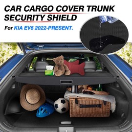 Powerty Cargo Cover for Kia EV6 2022 2023 2024 Accessories Trunk Cover Retractable Trunk Shielding Shade Cargo Luggage Cover Black