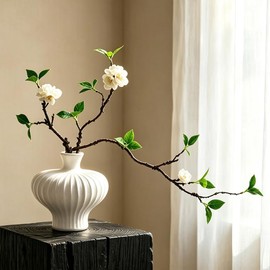 Vase with Artificial Greenery, 22'' Faux Greenery, White | Fake Plants Indoor, Centerpiece Table Decorations, Home Office Farmhouse Decor