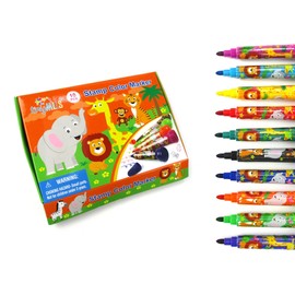 TINYMILLS Zoo Animals Safari Stamper Marker Set, 10 Pieces, Assorted Colors