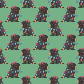 Black Pug Christmas Lights Wrapping Paper Premium Dog Gift Wrap Birthday Party Decoration (6 foot x 30 inch roll)