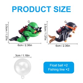 Bekecidi 2 Pcs Fish Tank Decorations Diver Decorative Ornament Floating Pendant for Creative Fish Tank Accessories, Aquarium Decorations, Marine Landscaping(Green+Black)