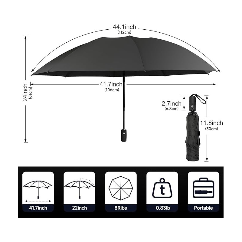 ALLBASA Automatic Folding Folding Umbrella - Windproof, Lightweight & Compact