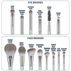 Makeup Brush Set, Makeup Brush Set with Triangle, Rounds and Mini Powder Puff, Cosmetic Sponge, Cleaning Mat, Carry Bag, Makeup Tool Set for Foundation, Powder, Concealer, Eyeshadow