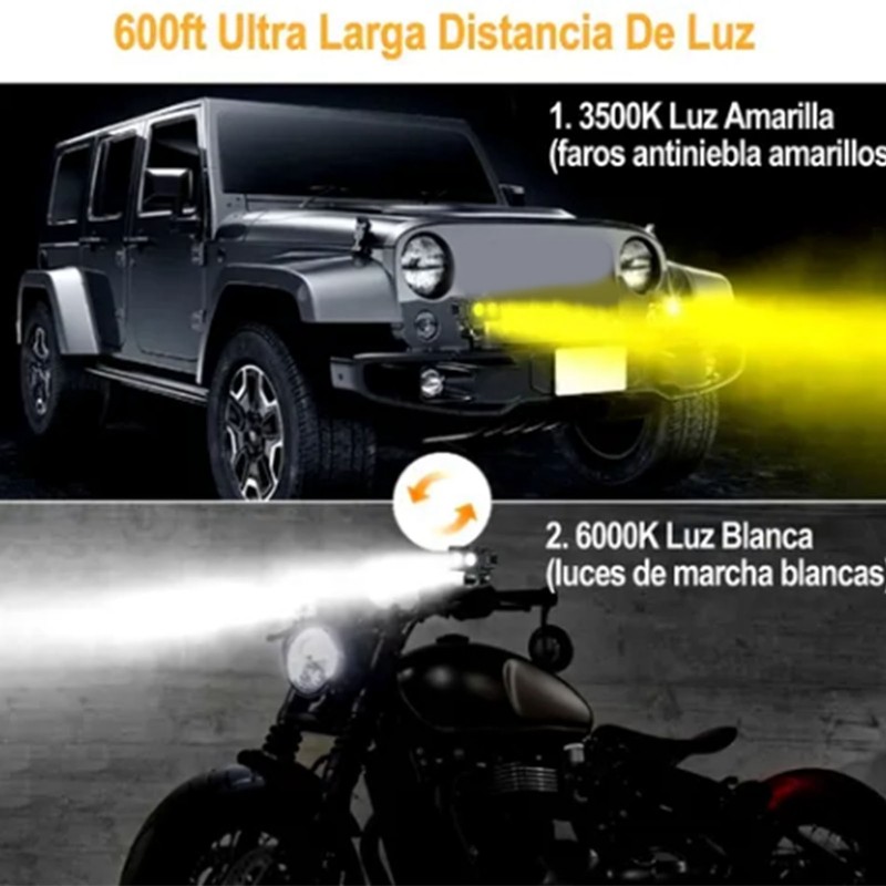 2PCS Motorcycle LED Fog Lights Rust Proof Shockproof Bright Light