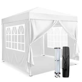 Kshioe 10x10ft Pop Up Canopy Tent, Portable Instant Tent with 4 Sidewalls, Waterproof Sun Shelter for Outdoor Parties, Beach, Easy Setup with 2 Doors & 2 Windows (White)