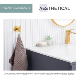 Angle Simple Bathroom Towel Hook, SUS304 Stainless Steel Bath Towel Holder, Robe Hook for Wall, Brushed Gold