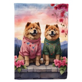 Caroline's Treasures DAC4631CHF Chow Chow Two Hearts House Flag Large Porch Sleeve Pole Decorative Outside Yard Banner Artwork Wall Hanging, Polyester, House Size, Multicolor