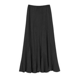 Urban CoCo Women's Vintage Elastic Waist A-Line Long Midi Skirt (L, Black)