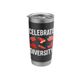 Celebrate Diversity Meat Eater Funny Types of Steak Lover Stainless Steel Insulated Tumbler