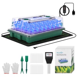 3-in-1 Setzling Starter Tabletts mit Wachstumslicht, Wärmematte, Bodenmessgerät Set, 40 Zellen Sämling Tablett mit Luftfeuchtigkeit Kuppel für Indoor-Pflanze