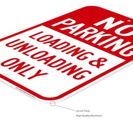 2 Pack No Parking - Loading And Unloading Only Signs,12" x 18" Aluminum Loading And Unloading Parking Only Sign for Business, Engineer Grade Reflective, Rust Free, Weather Resistant- Easy to install
